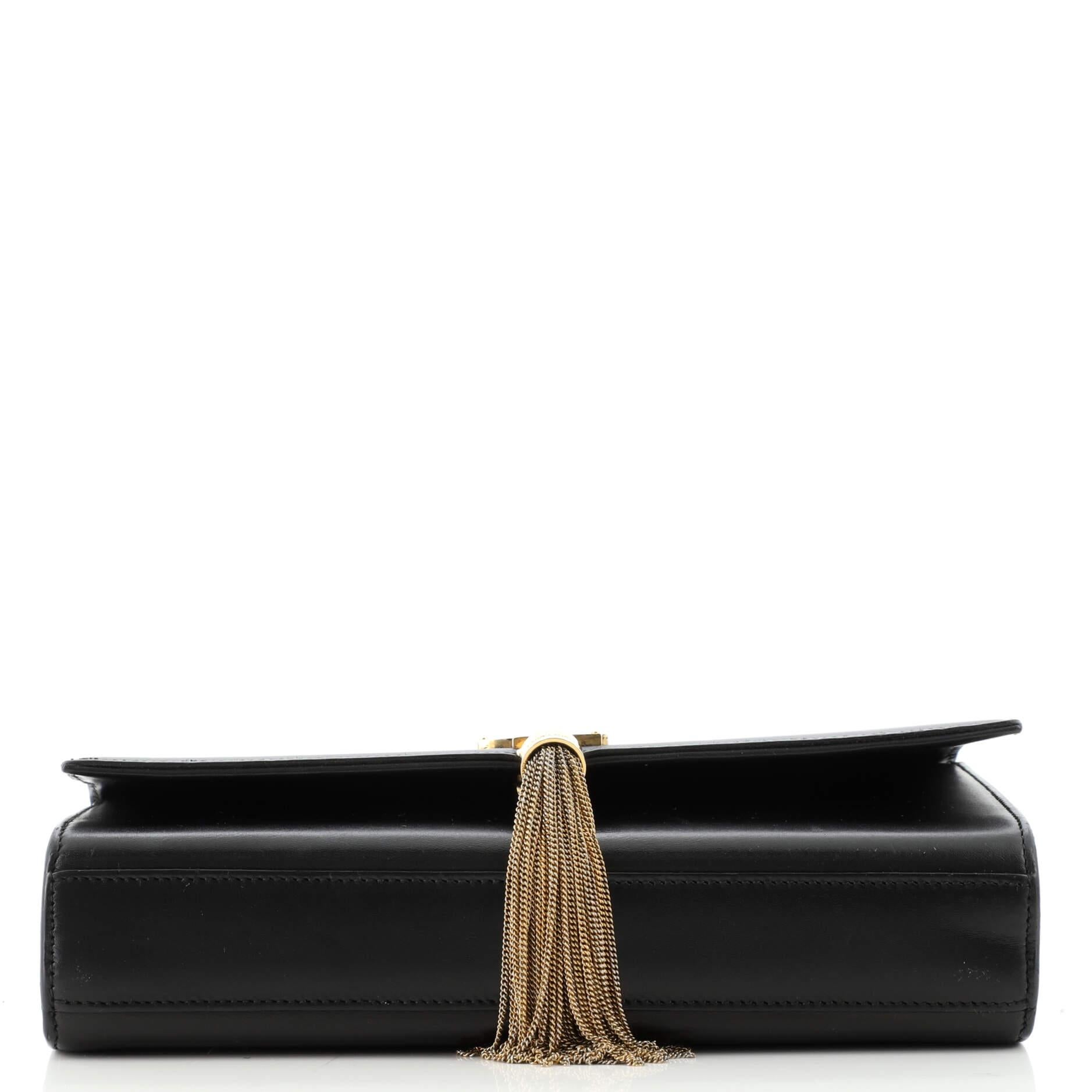 Saint Laurent Classic Monogram Tassel Crossbody Bag Leather Medium In Good Condition In NY, NY