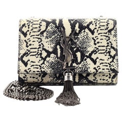 Saint Laurent Classic Monogram Tassel Crossbody Bag Snakeskin Embossed Le