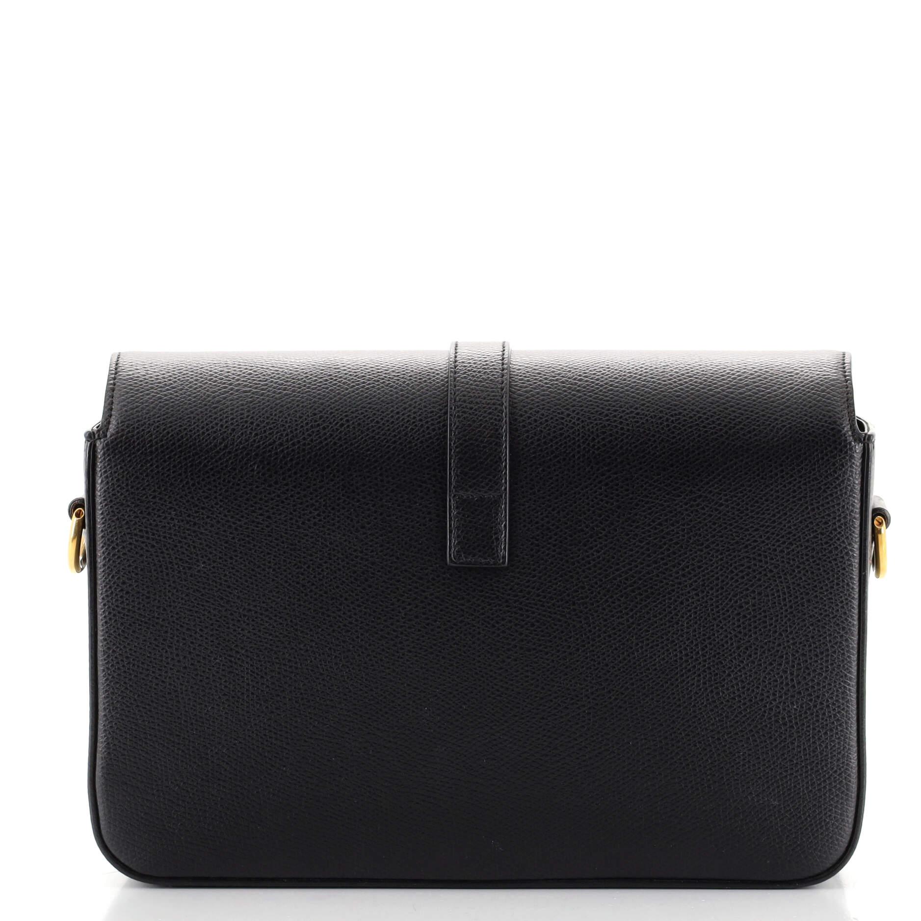 Saint Laurent Klassische Universite Messenger Bag aus Leder mit Monogramm Medium (Schwarz)