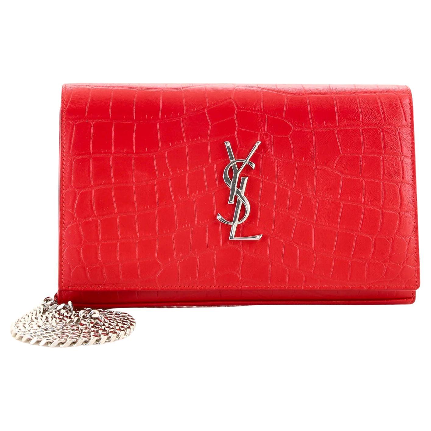 Saint Laurent Classic Monogram Wallet on Chain Matelasse Chevron