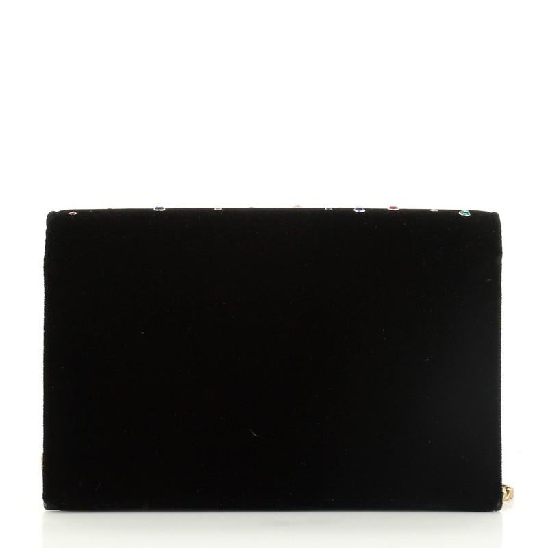 Saint Laurent Classic Monogram Wallet On Chain Embellished Suede In Good Condition In NY, NY