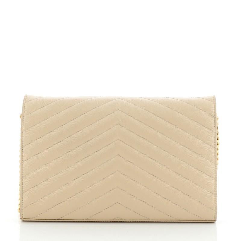 Saint Laurent Classic Monogram Wallet on Chain Matelasse Chevron Leather  In Good Condition In NY, NY