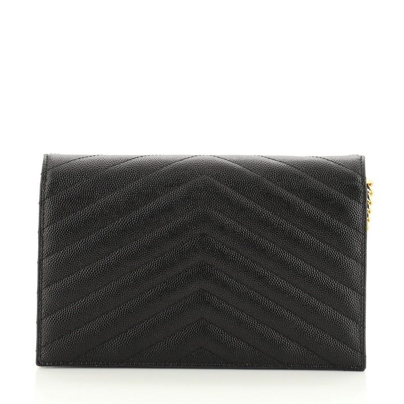  Saint Laurent  Classic Monogram Wallet on Chain Matelasse Chevron Leather In Good Condition In NY, NY