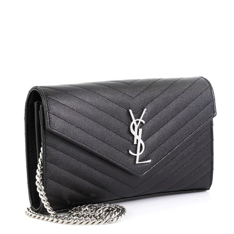 Saint Laurent Classic Monogram Wallet On Chain Matelasse Chevron