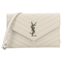 Saint Laurent Classic Monogram Wallet on Chain Matelasse Chevron Leather Small