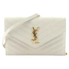 Saint Laurent Classic Monogram Wallet on Chain Matelasse Chevron Leather Small