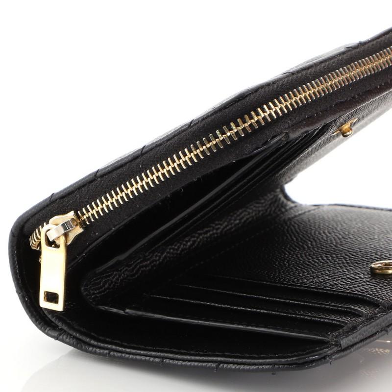Saint Laurent Classic Monogram Zip Around Wallet Matelasse Chevron Leather  In Good Condition In NY, NY