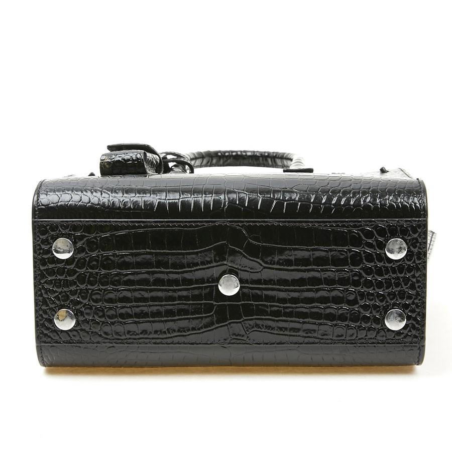 Nero SAINT LAURENT Classic Sac de jour Nano In Pelle Nera Goffrata Coccodrillo