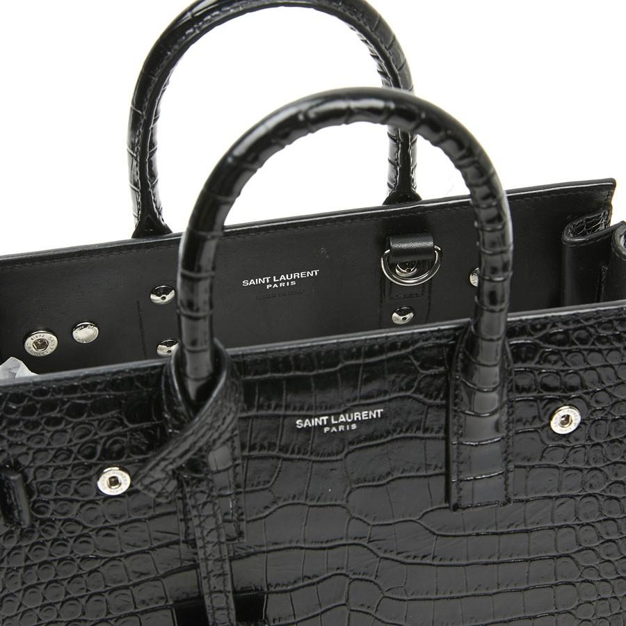 Donna SAINT LAURENT Classic Sac de jour Nano In Pelle Nera Goffrata Coccodrillo