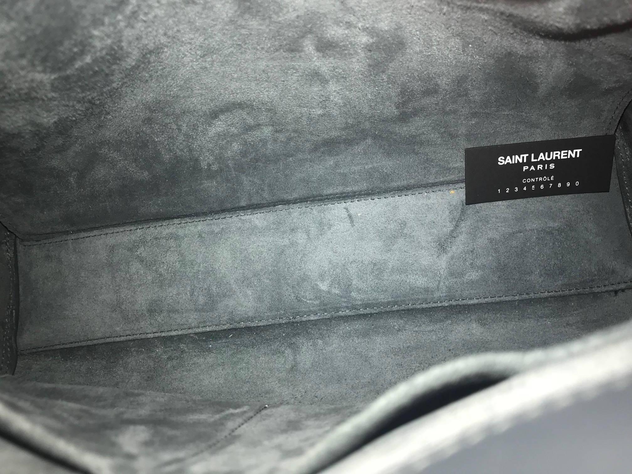 Saint Laurent Classic Small Sac De Jour Bag In Petrol Leather For Sale 2