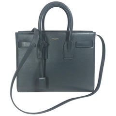 Saint Laurent Classic Small Sac De Jour Bag In Petrol Leather