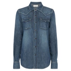 Saint Laurent Classic Western Blue Denim Long Sleeve Shirt Size Medium