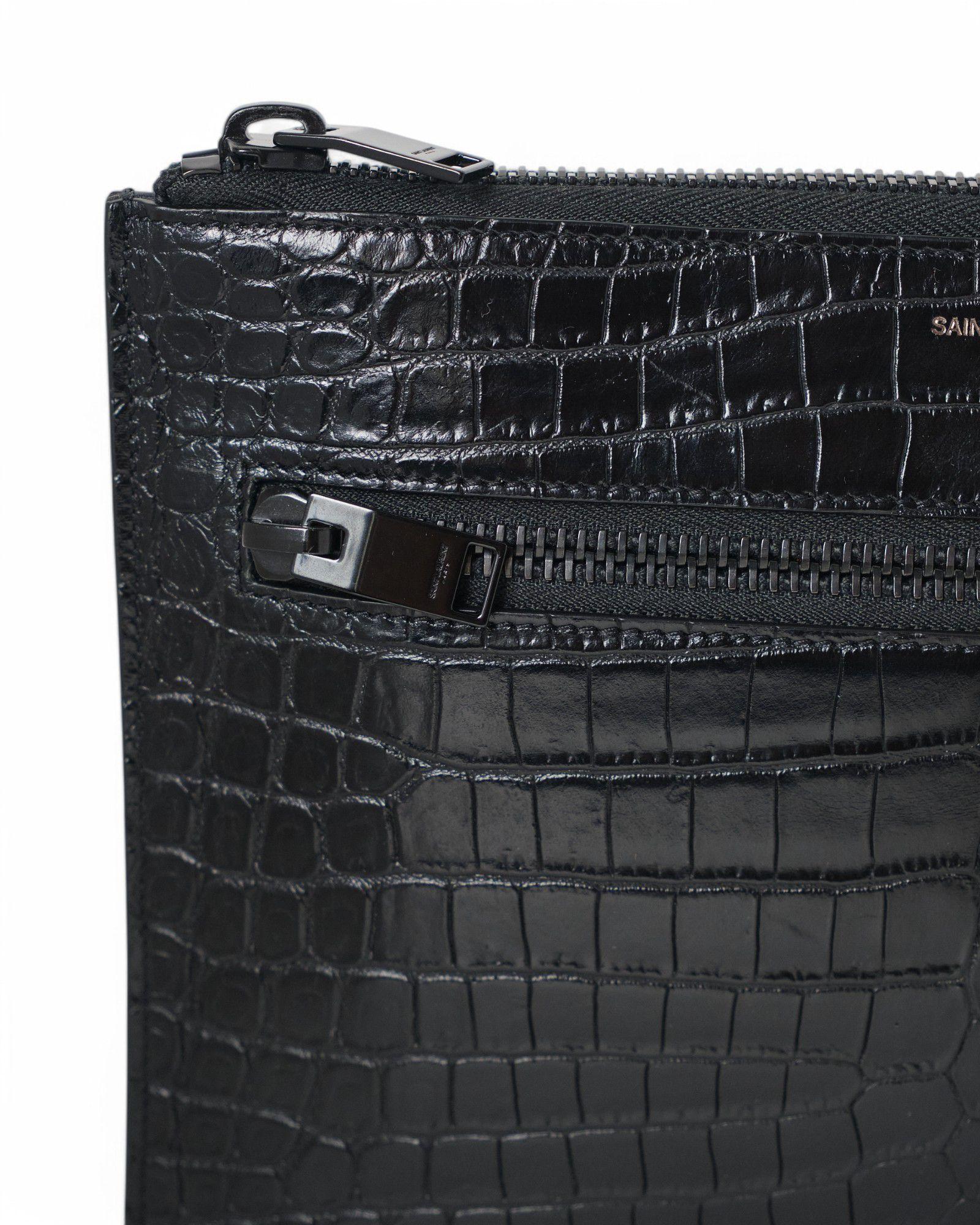 Saint Laurent Clutch Small Lucida Nera in vendita 3
