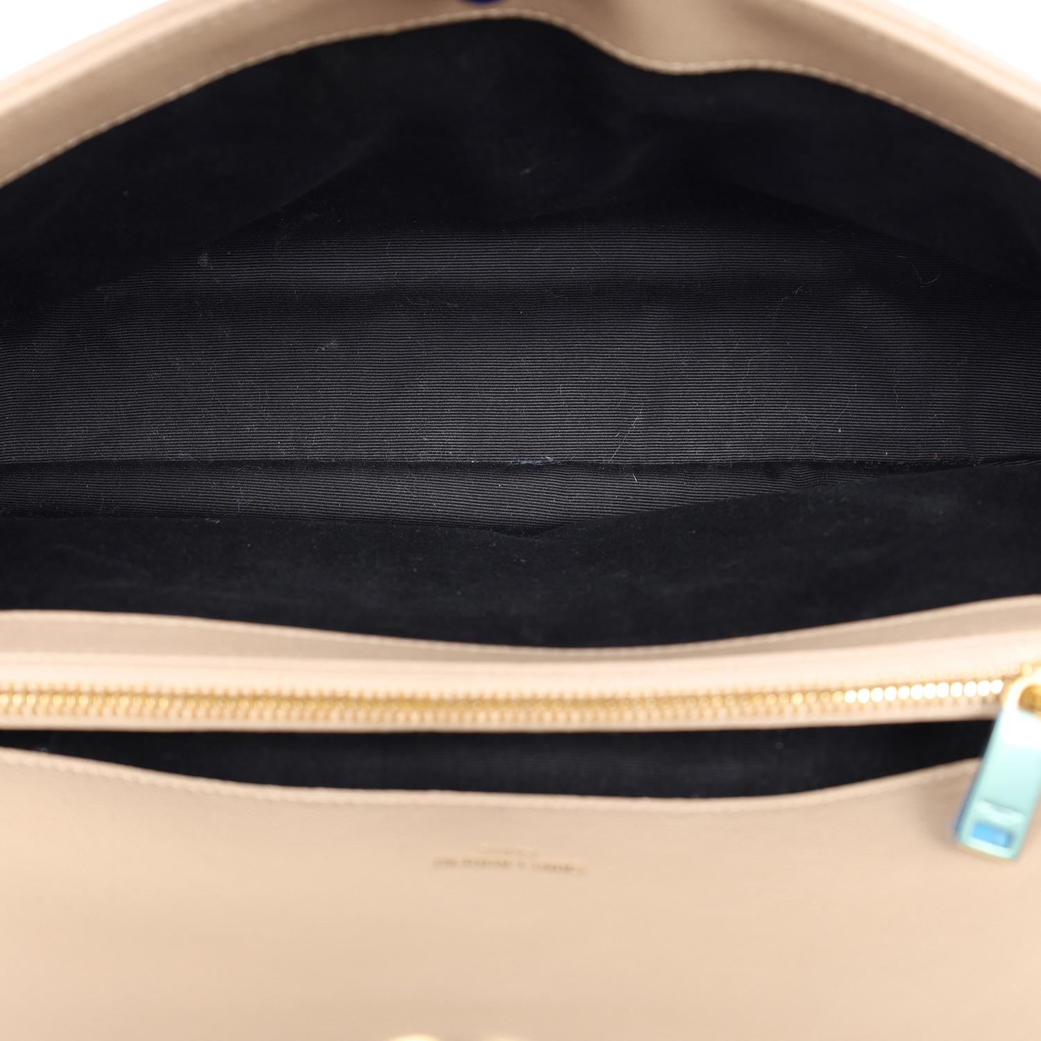 Saint Laurent College chain quilted leather shoulder bag Beige Tan 7