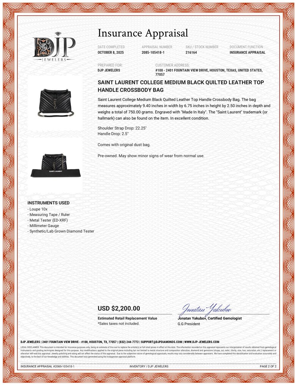 Saint Laurent College Medium Black Quilted Leather Top Handle Crossbody Bag in vendita 7