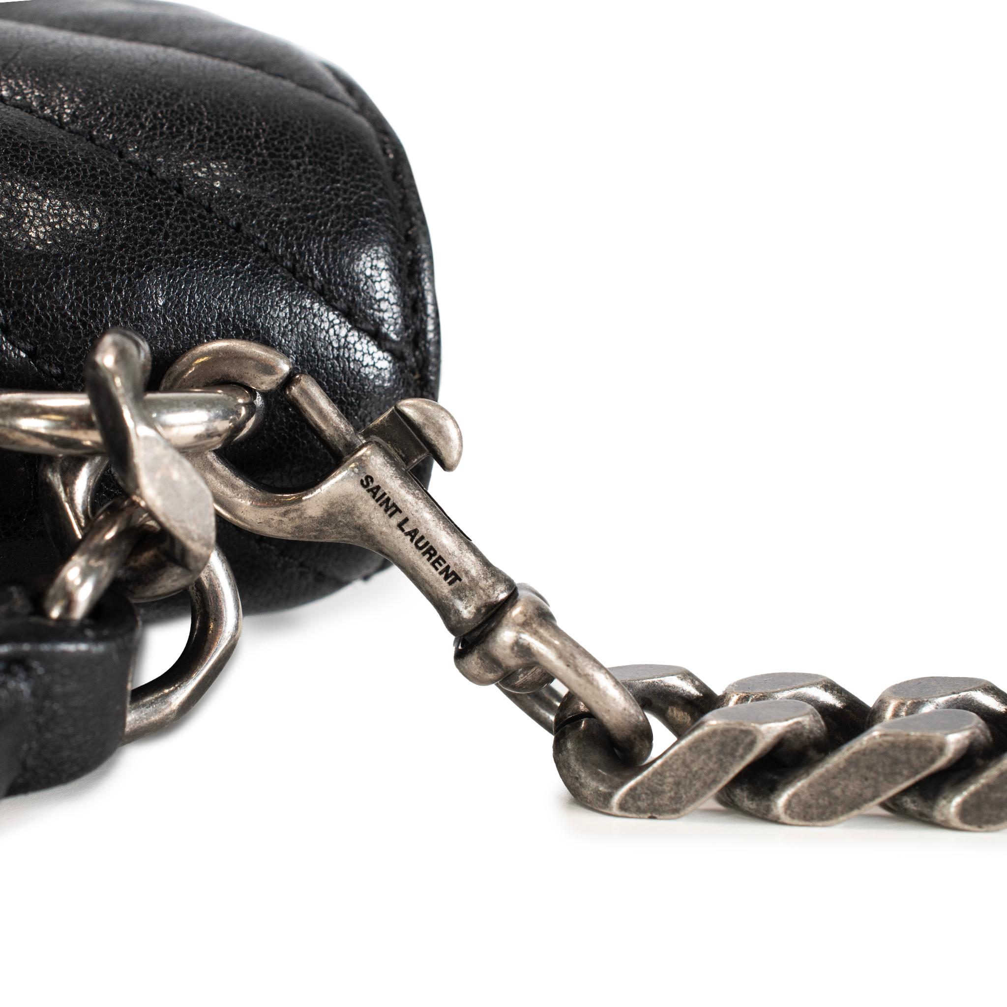 Saint Laurent College Medium Black Quilted Leather Top Handle Crossbody Bag in vendita 3