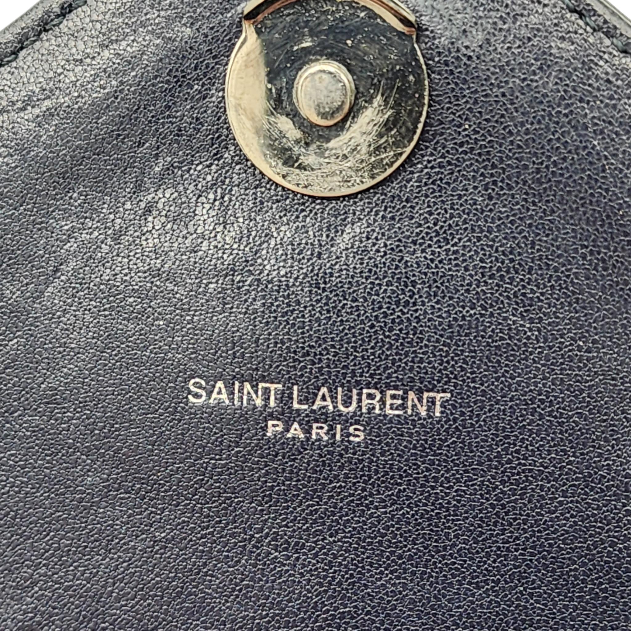 Saint Laurent College Medium Chain Bag - Leather - Blue For Sale 6