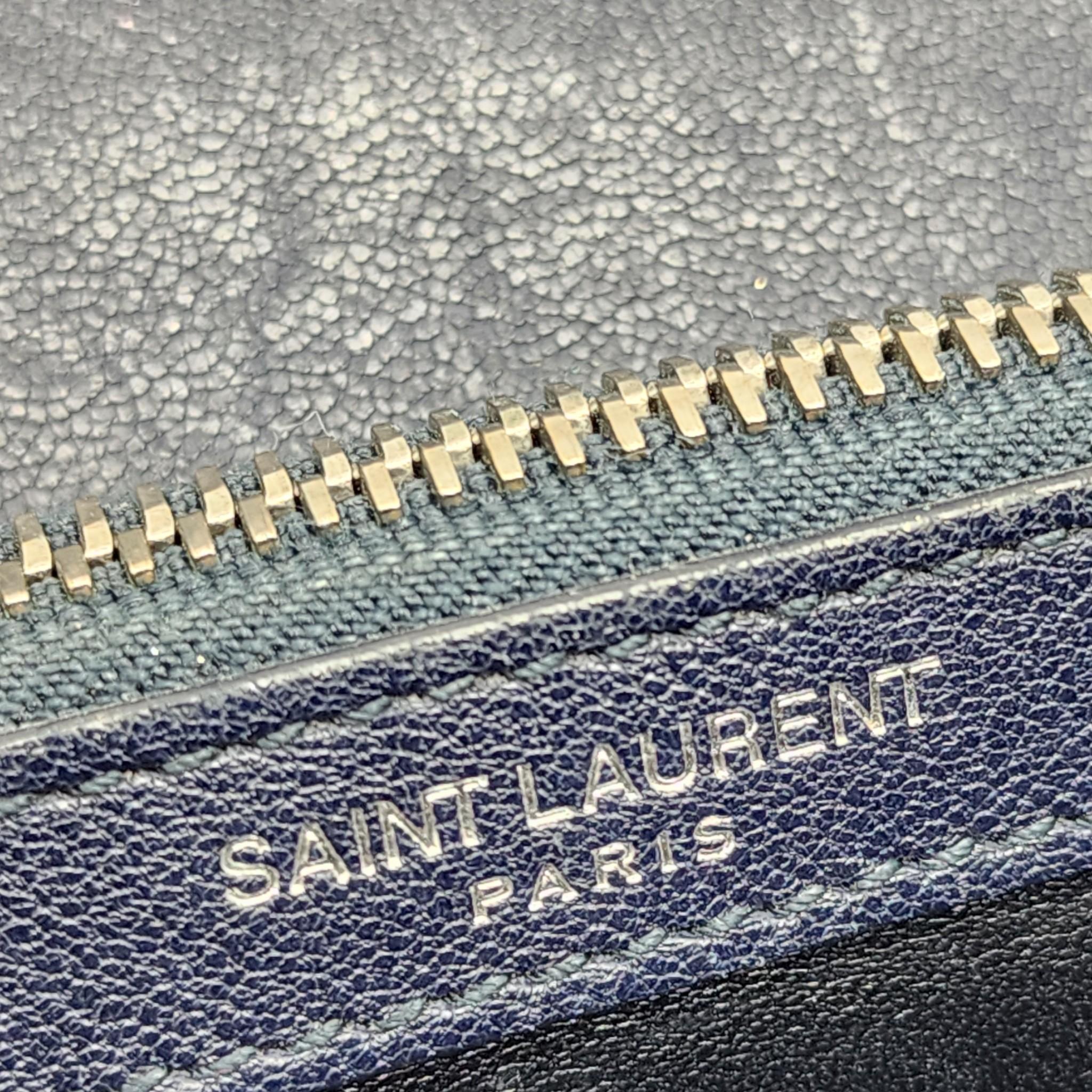 Saint Laurent College Medium Chain Bag - Leather - Blue For Sale 4