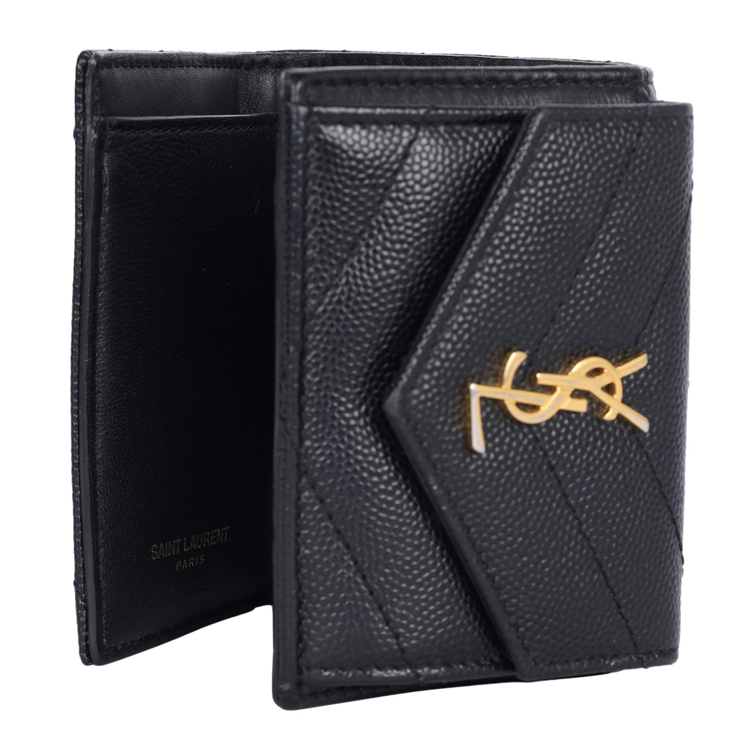 SAINT LAURENT Compact Tri Fold Wallet Black en venta 5