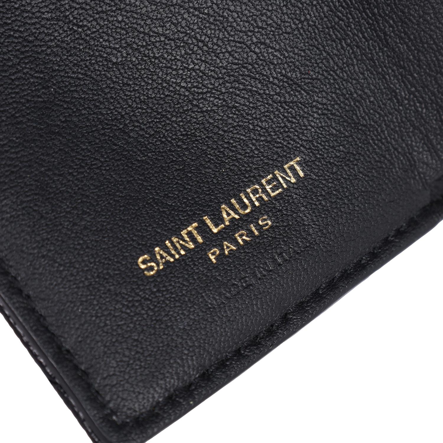 SAINT LAURENT Compact Tri Fold Wallet Black en venta 8