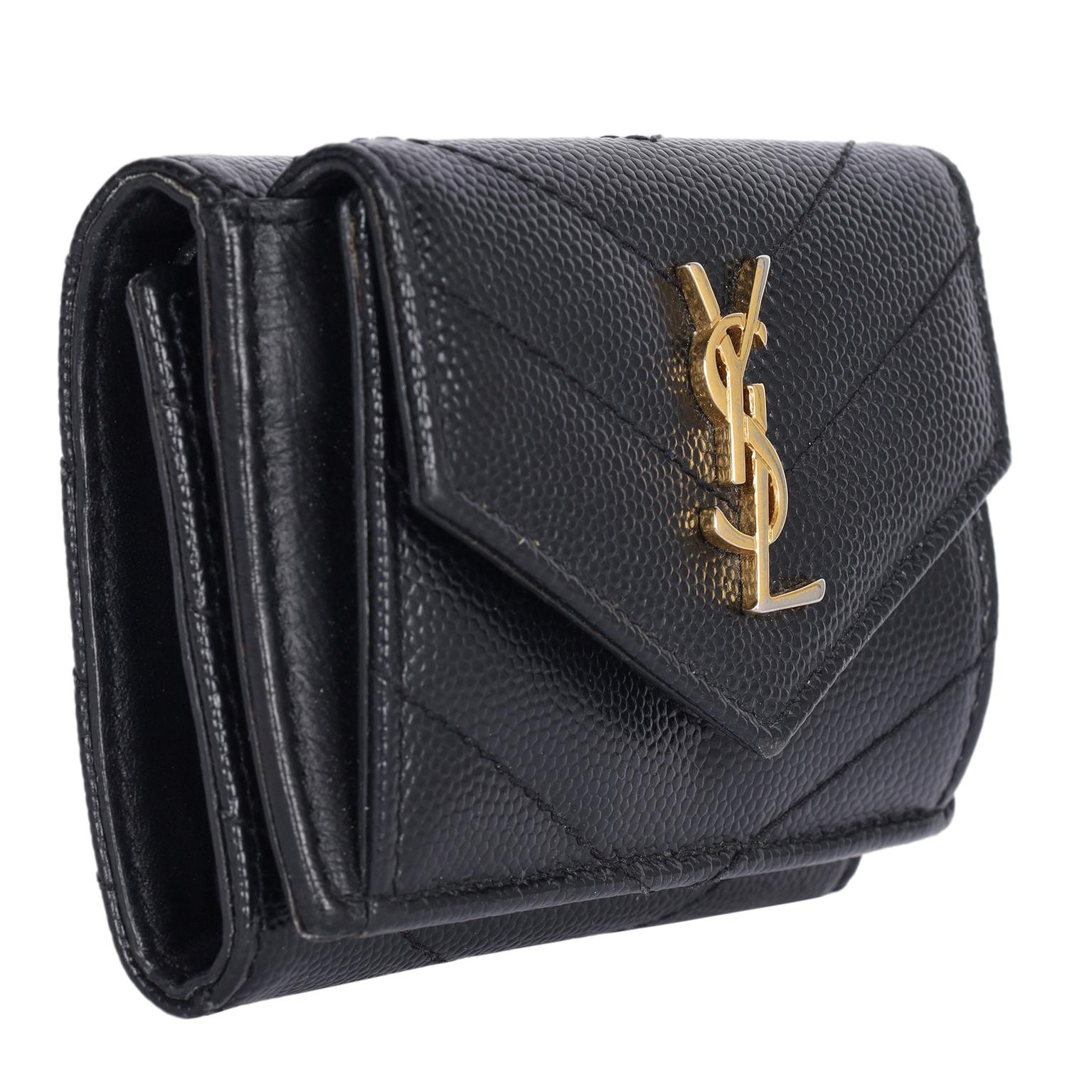 SAINT LAURENT Compact Tri Fold Wallet Black Negro en venta
