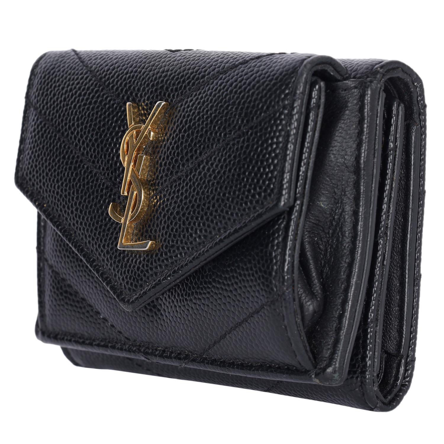 SAINT LAURENT Compact Tri Fold Wallet Black en Bueno estado para la venta en Salt Lake Cty, UT