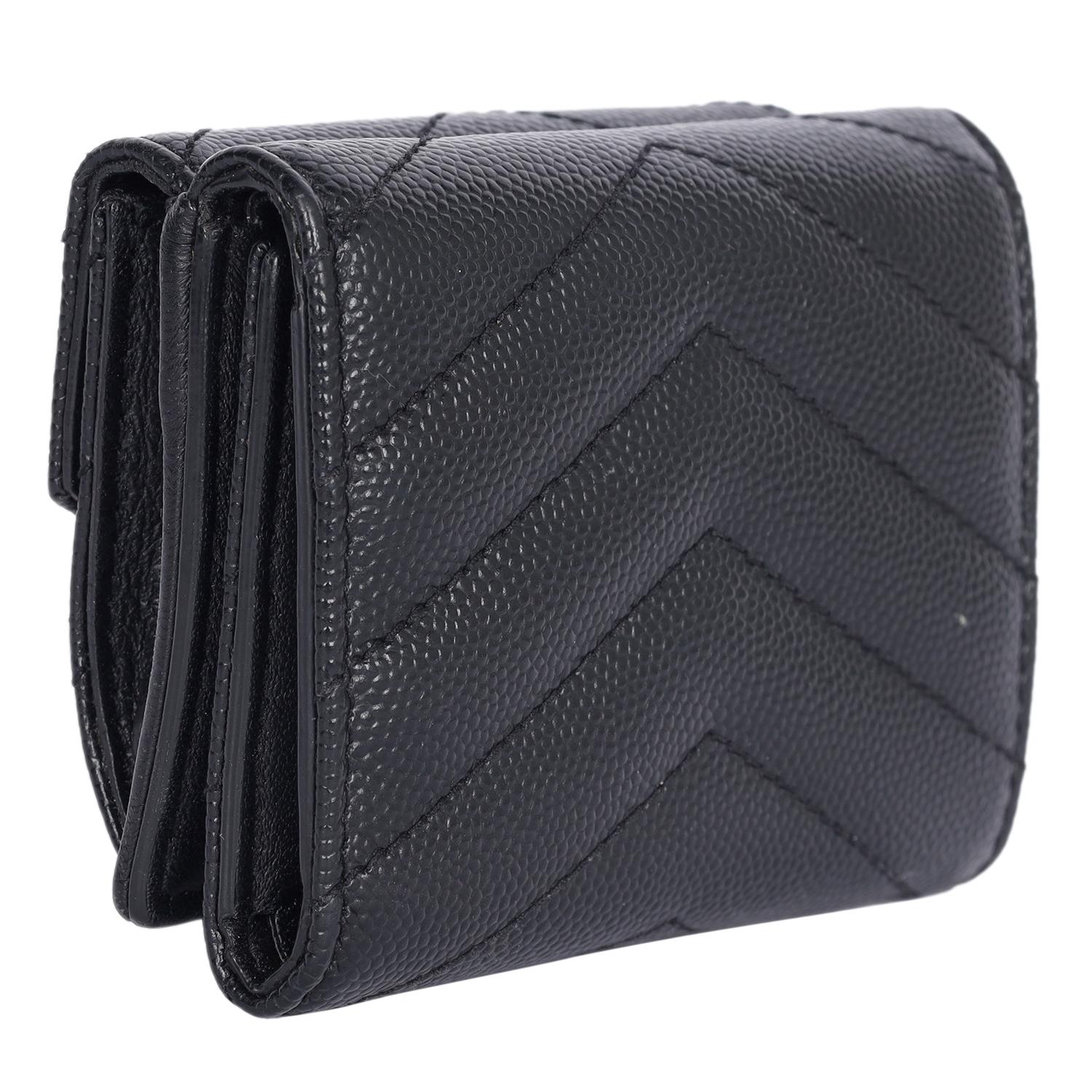 SAINT LAURENT Compact Tri Fold Wallet Black en venta 1