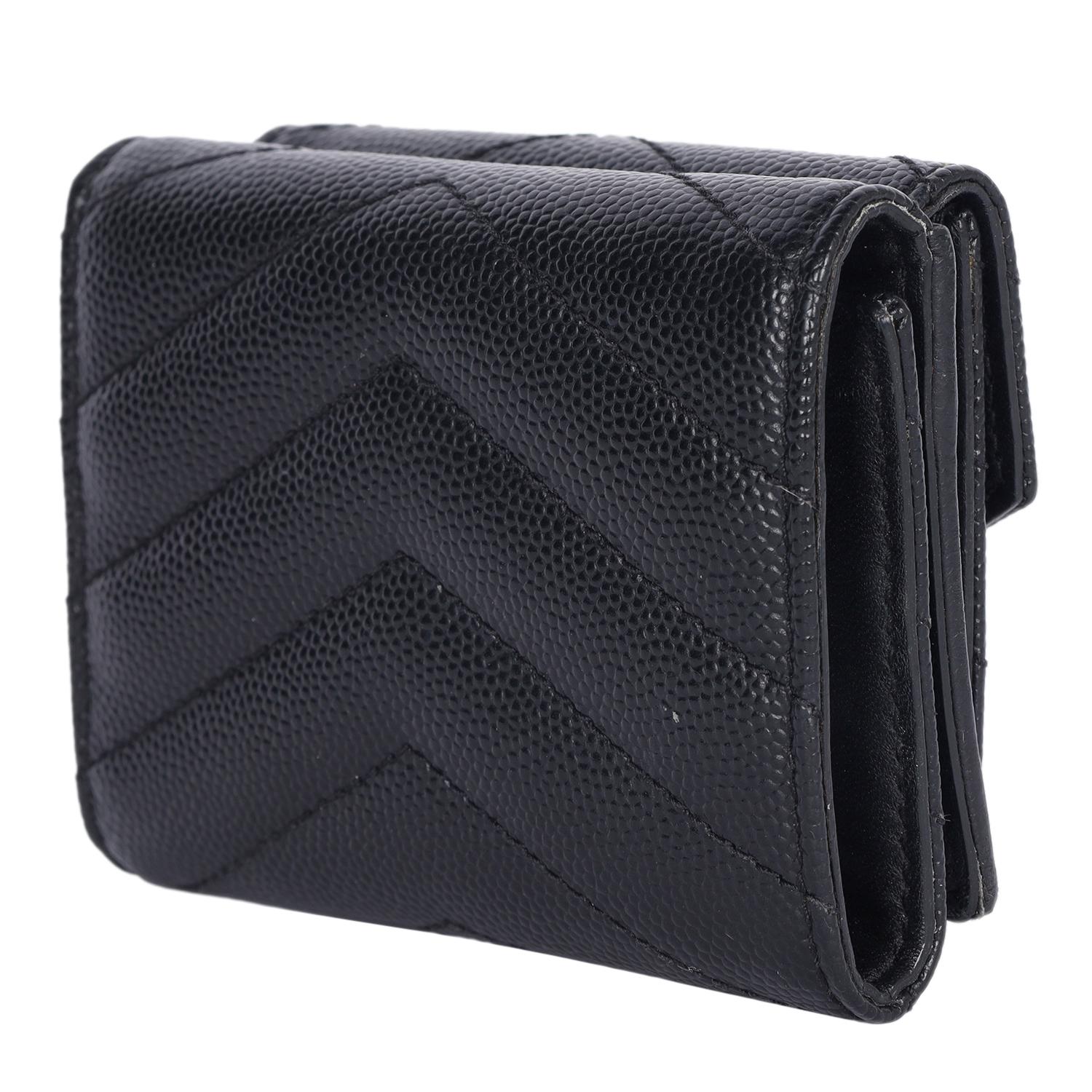 SAINT LAURENT Compact Tri Fold Wallet Black en venta 2