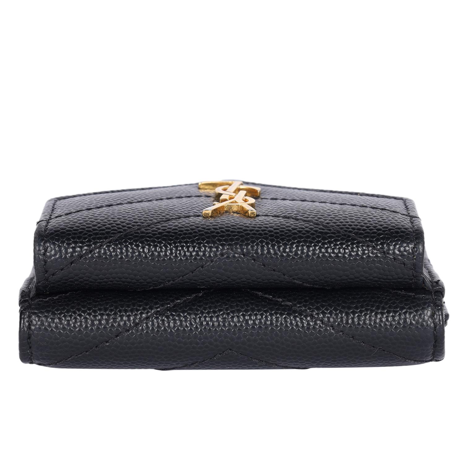SAINT LAURENT Compact Tri Fold Wallet Black en venta 3