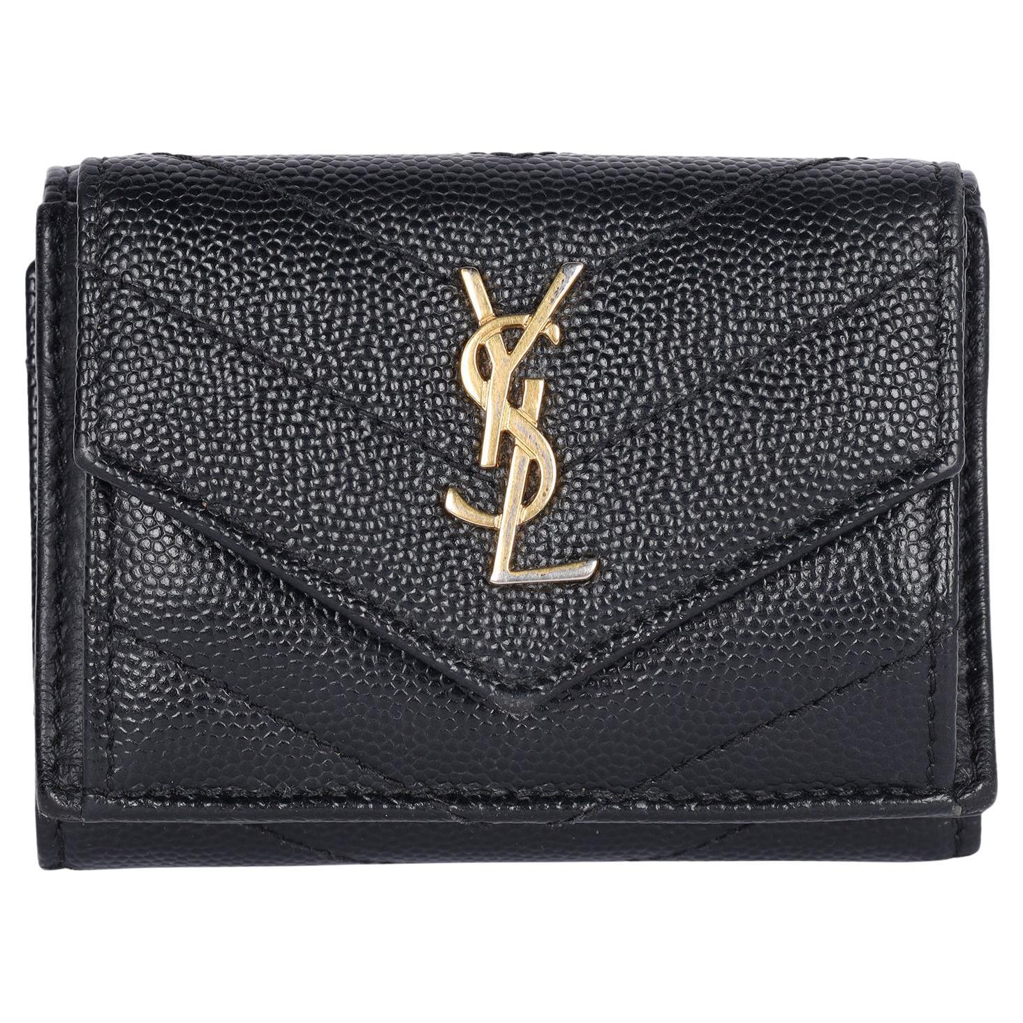 SAINT LAURENT Compact Tri Fold Wallet Black