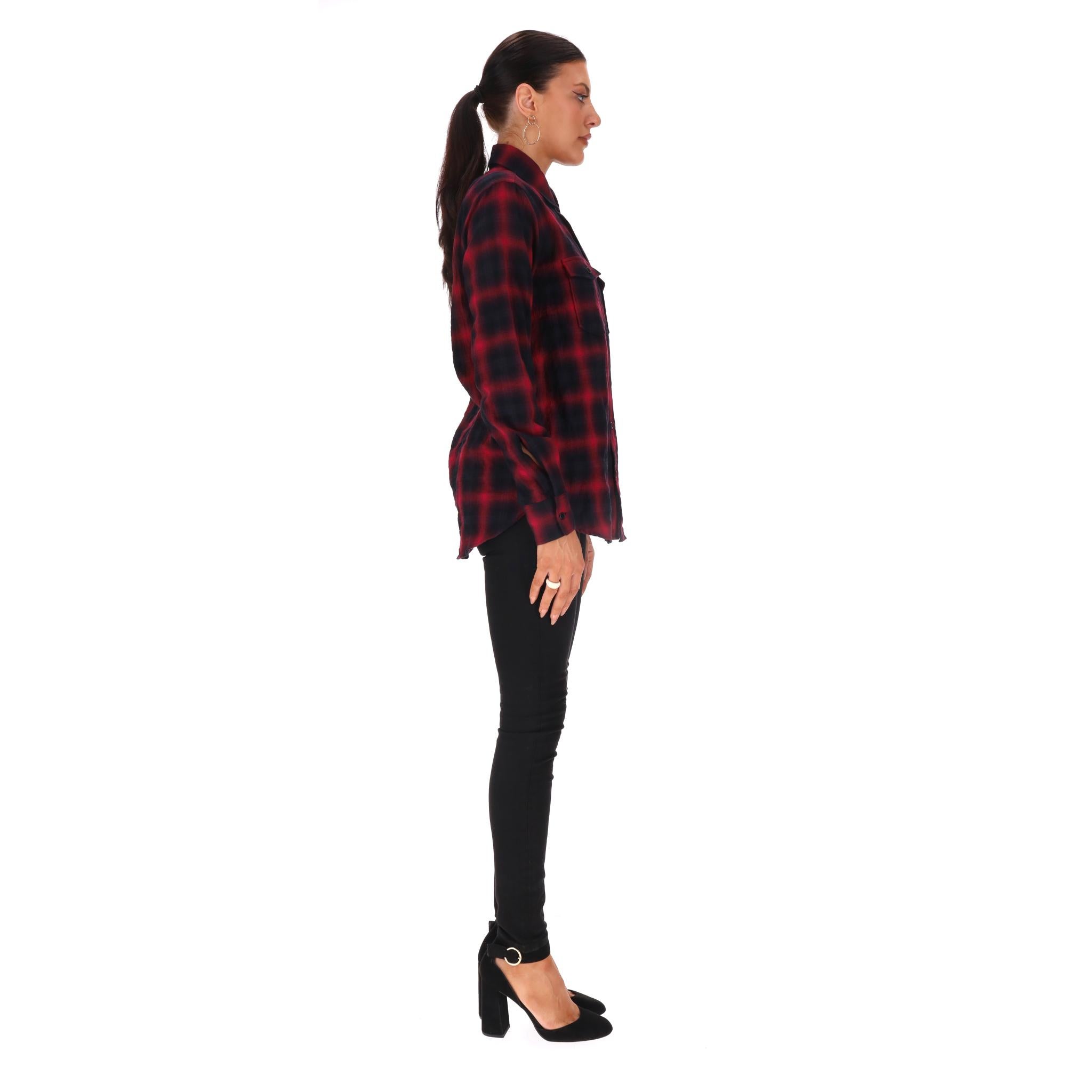Nero Saint Laurent Cotton Checked Shirt in vendita