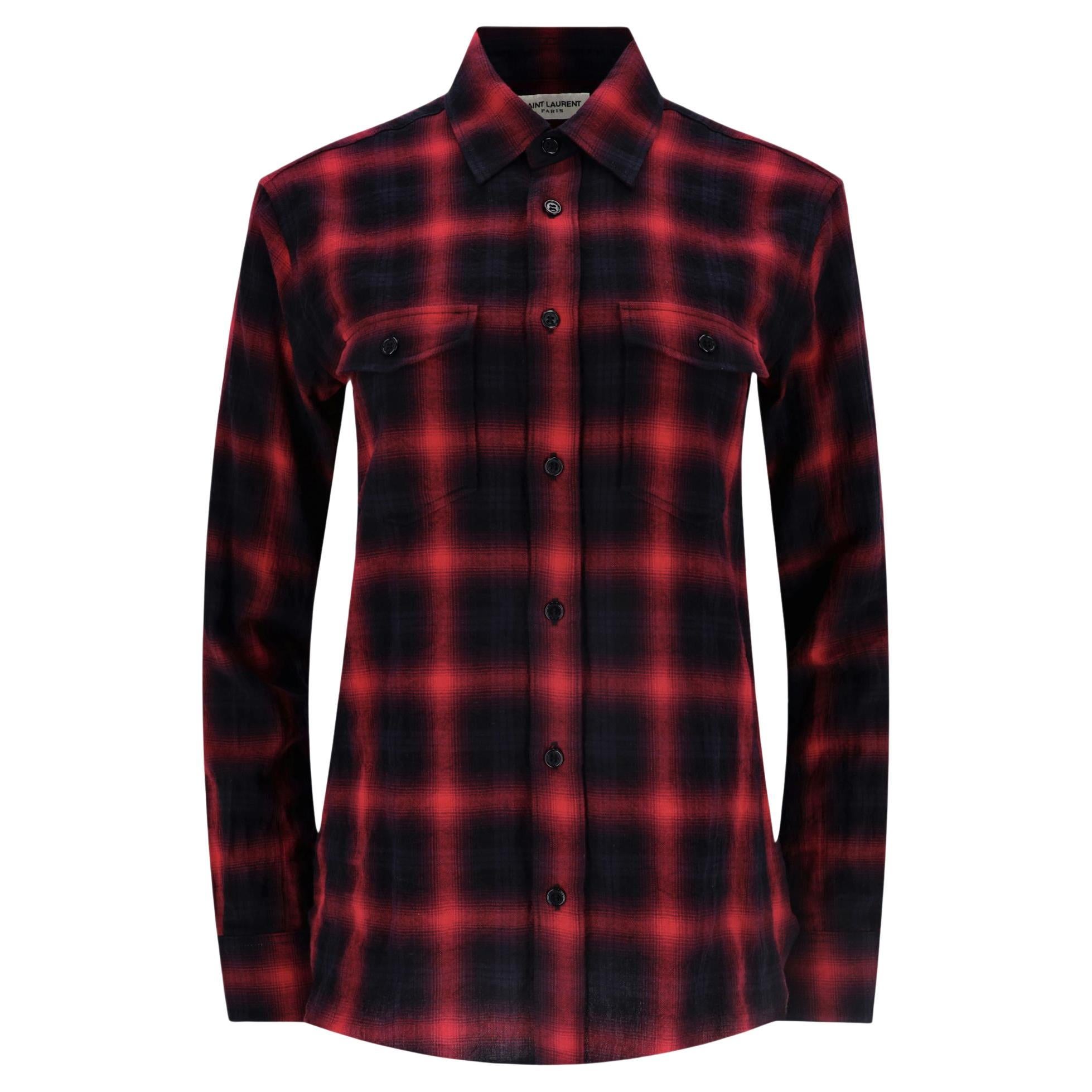 Saint Laurent Cotton Checked Shirt in vendita
