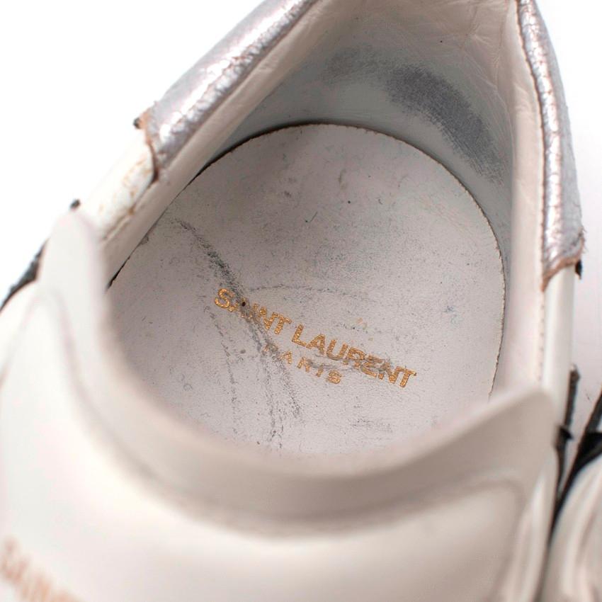 Saint Laurent Court Classic White Leather Star Applique Sneakers For Sale 1