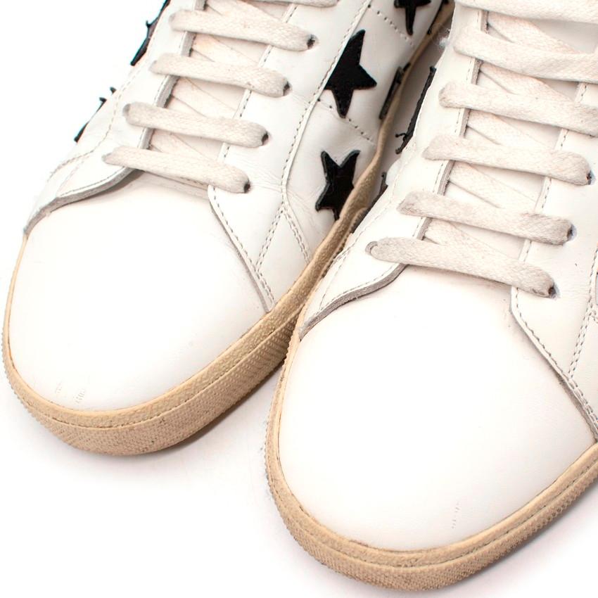 Saint Laurent Court Classic White Leather Star Applique Sneakers For Sale 2