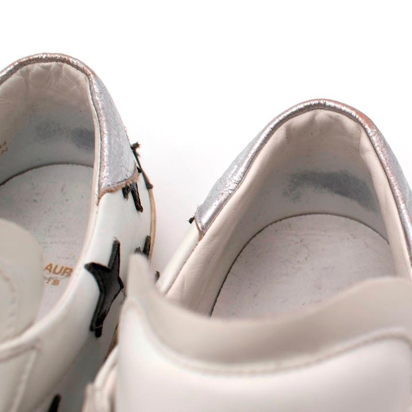 Saint Laurent Court Classic White Leather Star Applique Sneakers For Sale 3