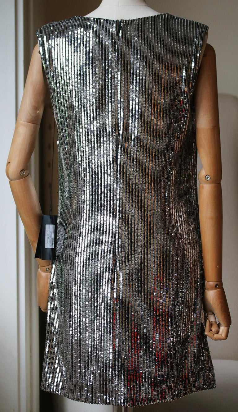Saint Laurent Cowl-Neck Sequin-Embellished Mini Dress In New Condition For Sale In London, GB