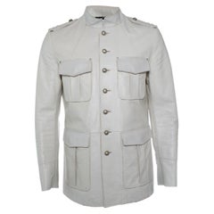 Saint Laurent, cream 4 pocket safari leather jacket