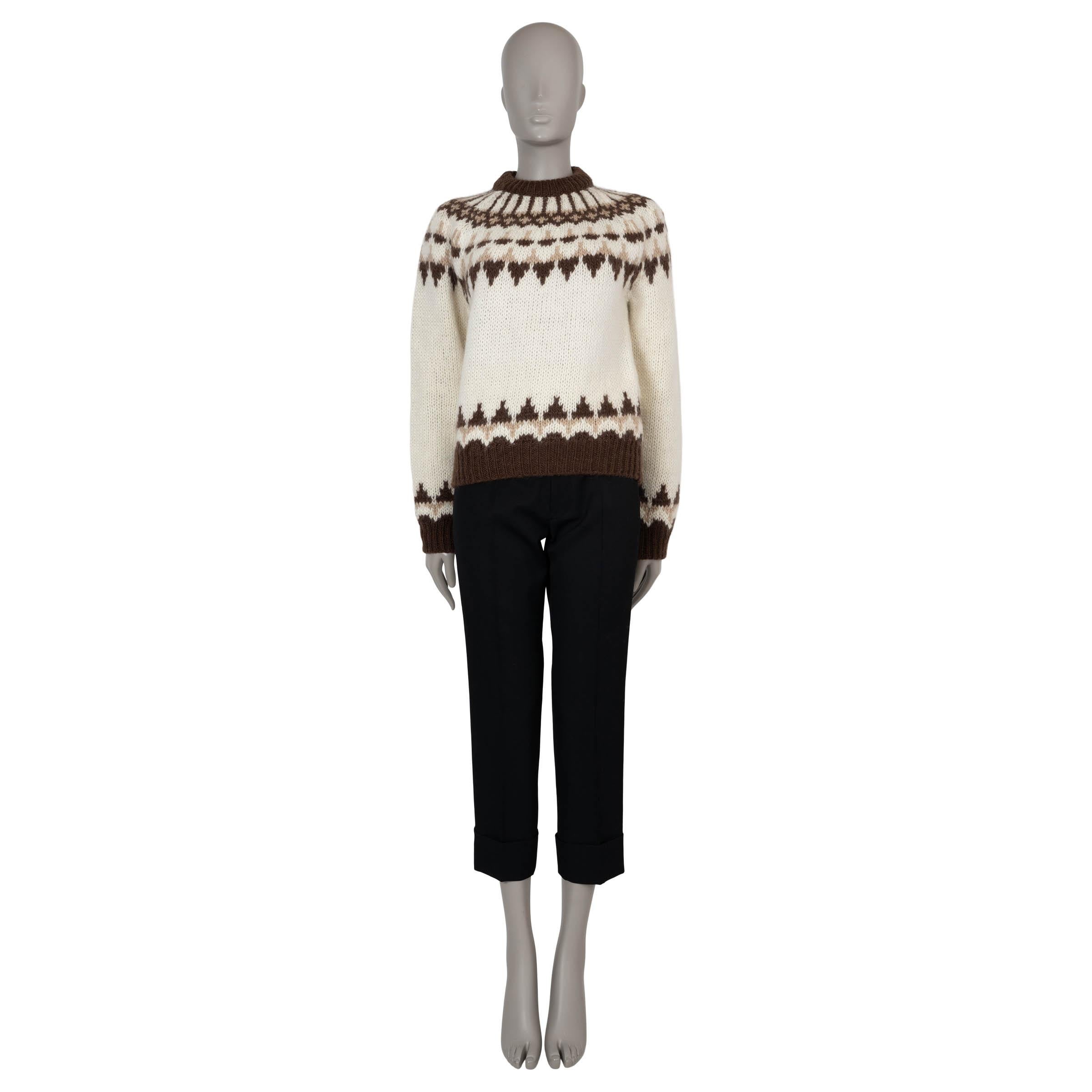 SAINT LAURENT Pull en laine et mohair crème et Brown 2022 FAIR ISLE M Excellent état - En vente à Zürich, CH