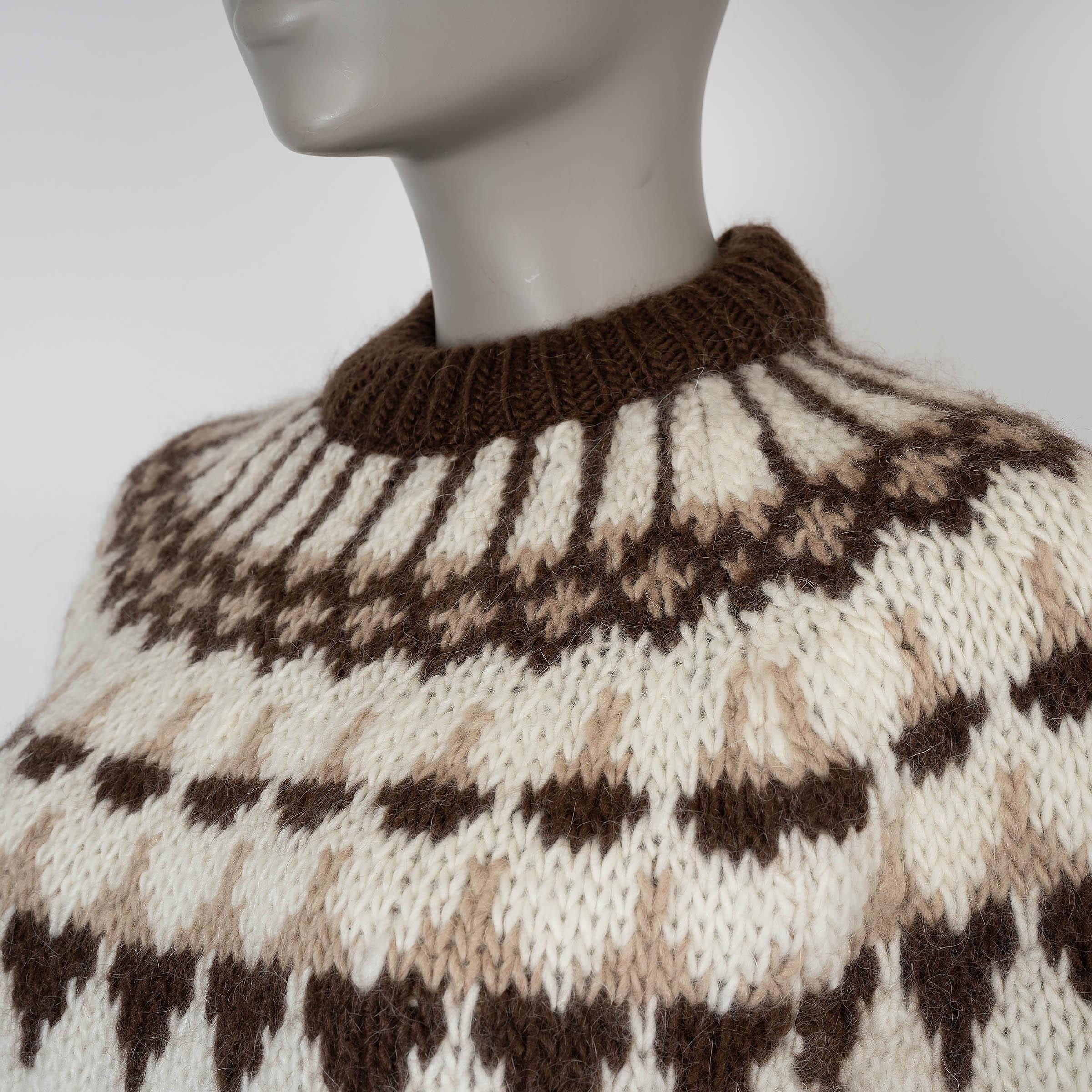 SAINT LAURENT Pull en laine et mohair crème et Brown 2022 FAIR ISLE M Pour femmes en vente