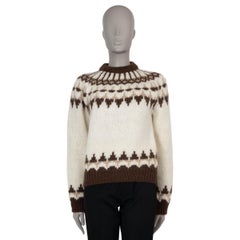 SAINT LAURENT cream & brown wool & mohair 2022 FAIR ISLE Sweater M
