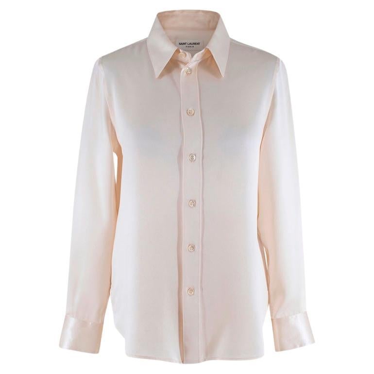 100 % silk vintage button down  shirt pure silk shirt with detachable tie Elegance Paris vintage shirt