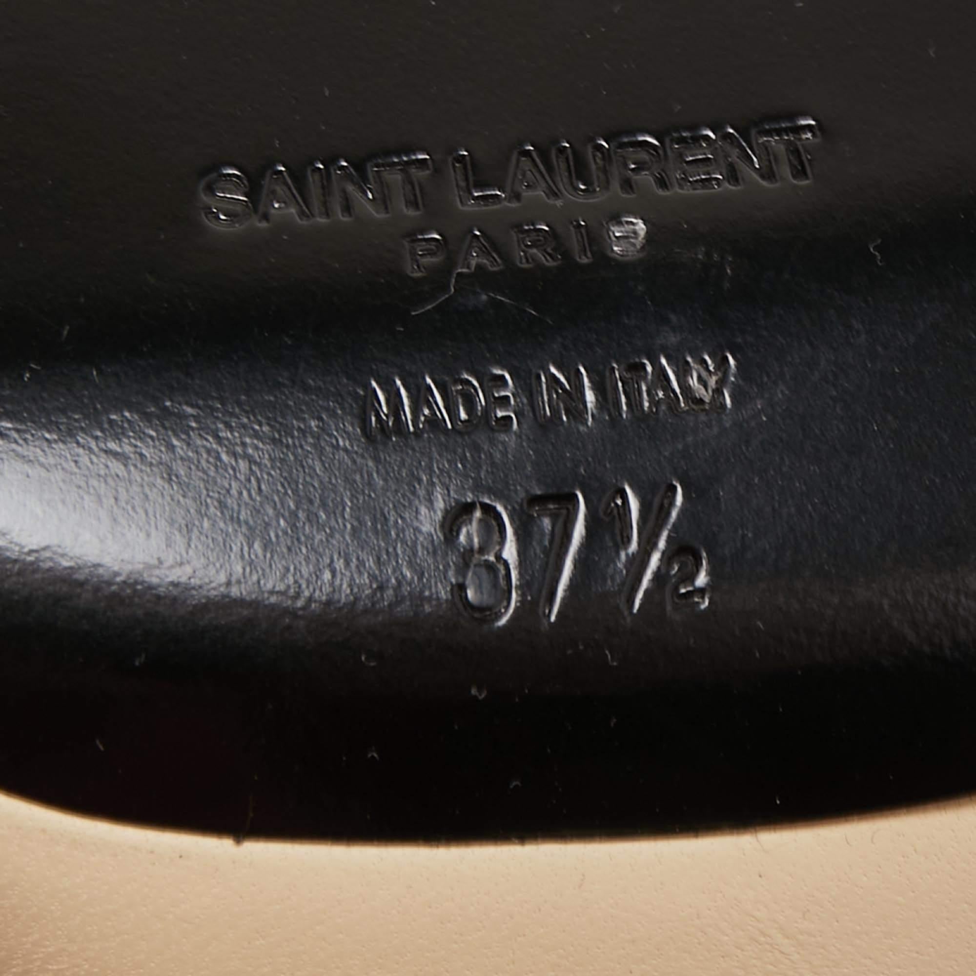 Saint Laurent Cream Leather Bianca Ankle Tie Sandals Size 37.5 2