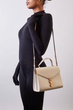 Saint Laurent Cream Leather Cassandra Shoulder Bag