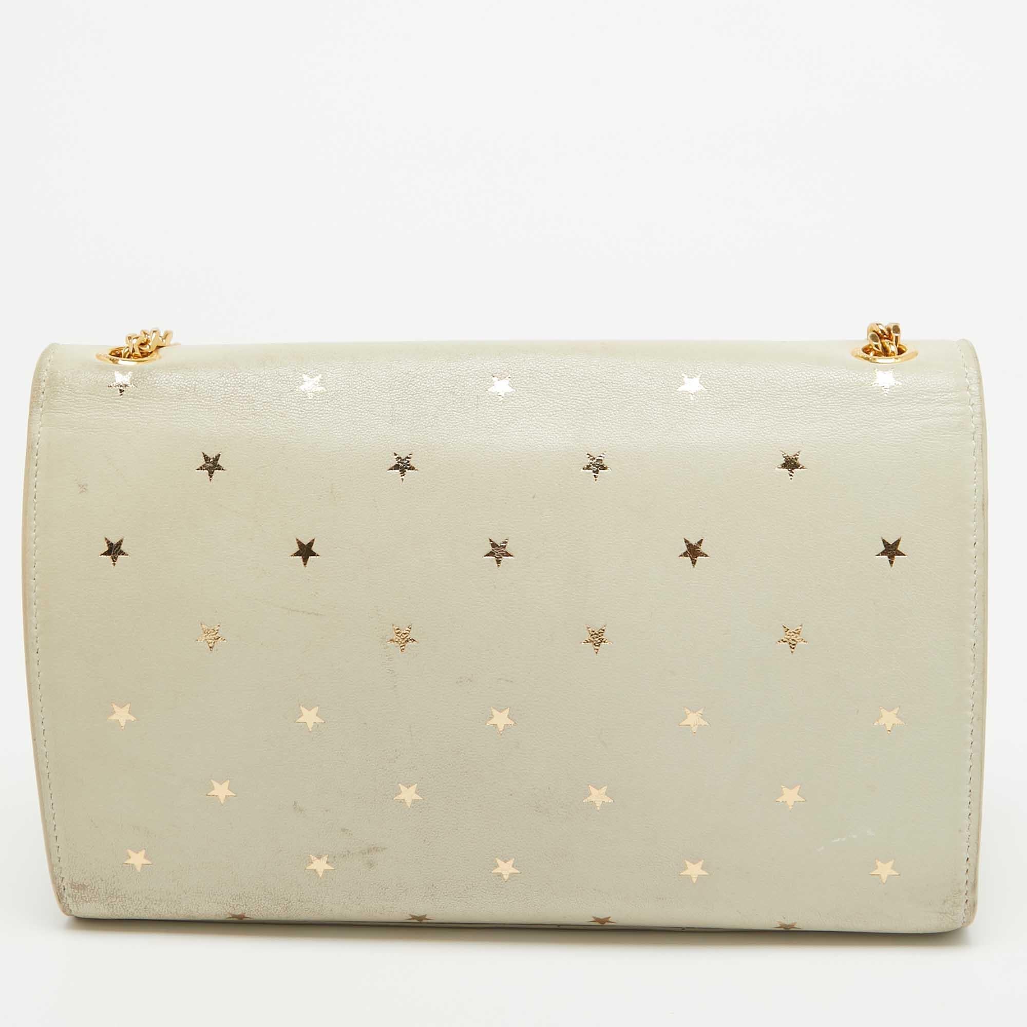 Saint Laurent Cream Leather Medium Kate Star Shoulder Bag In Good Condition In Dubai, Al Qouz 2