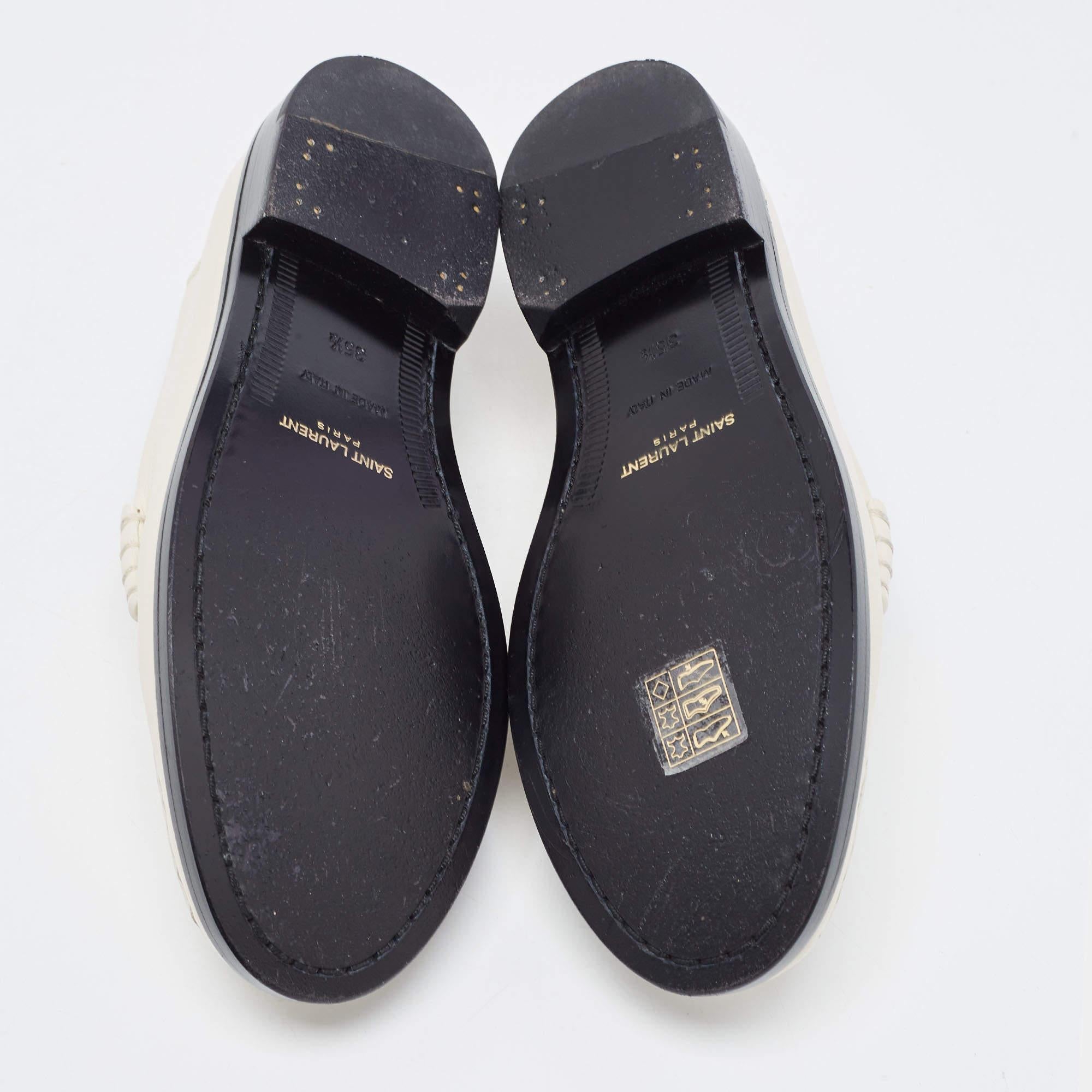 Saint Laurent Cream Leather Slip On Loafers Size 35.5 4