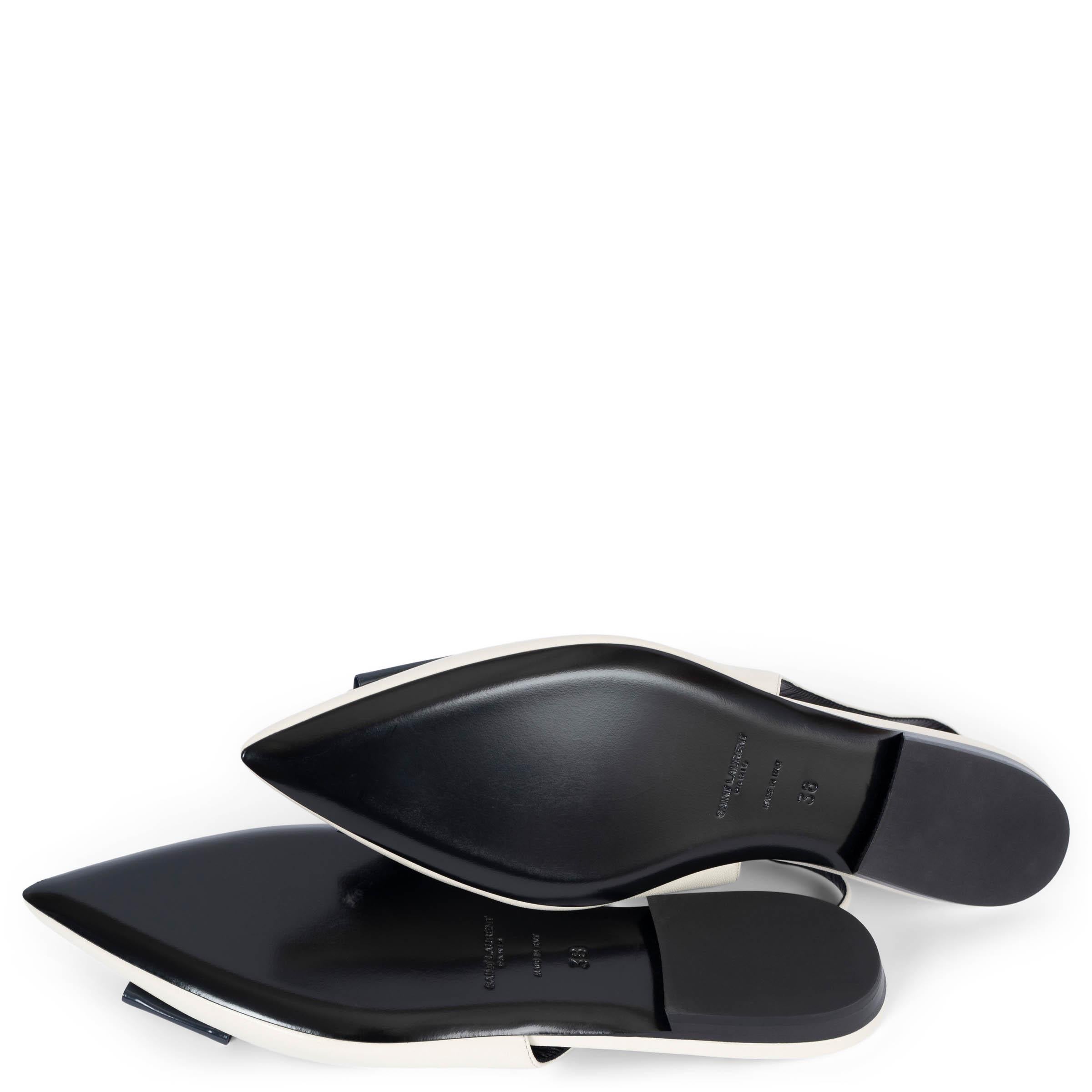 SAINT LAURENT crema e pelle marina 2021 ANAIS SLINGBACK Scarpe basse 38 in vendita 2
