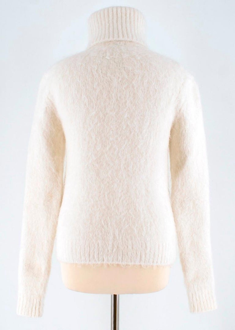 Saint Laurent cream roll-neck textured sweater US 6 at 1stDibs