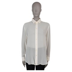 SAINT LAURENT cream silk 2015 SHEER Shirt 40 M
