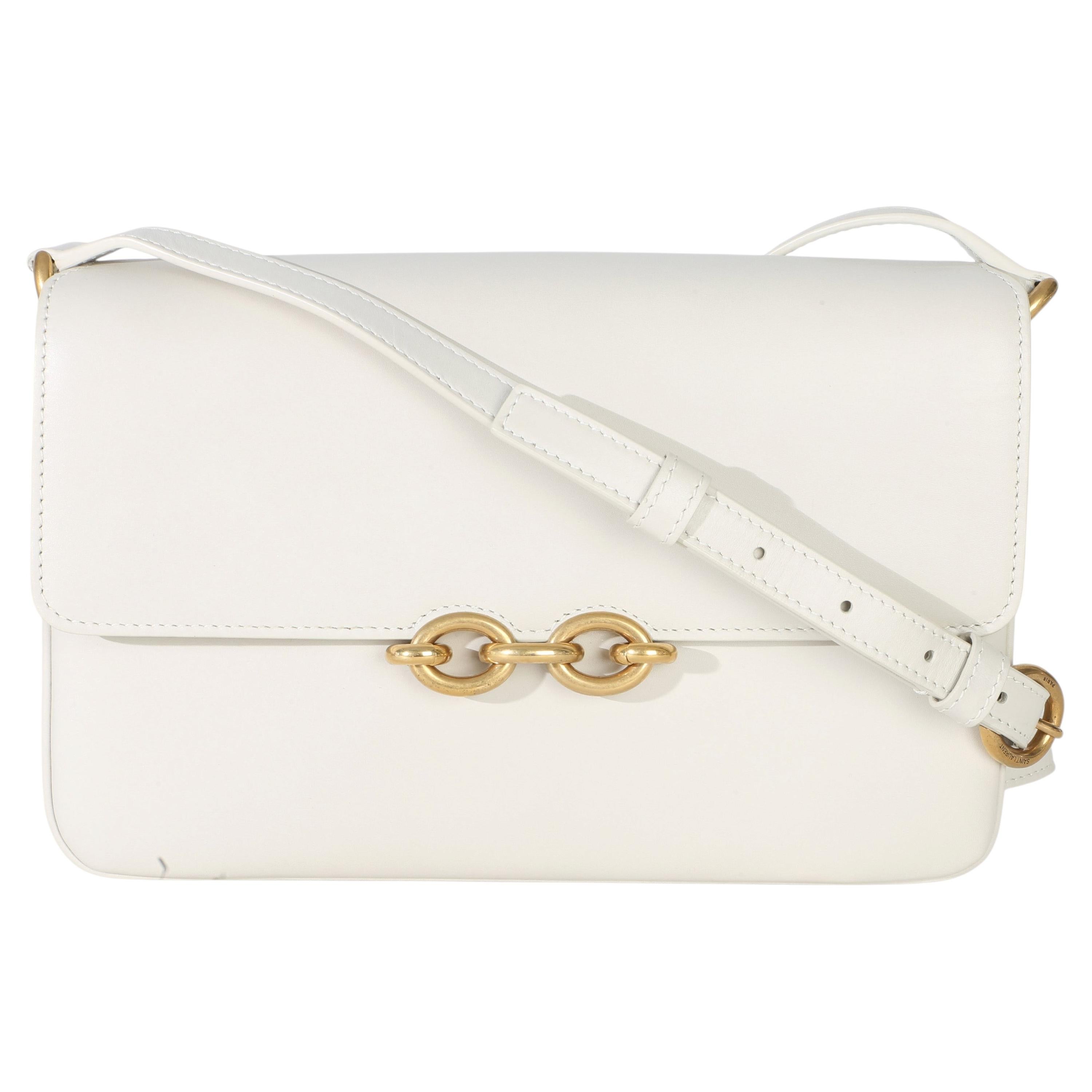 Saint Laurent Cream Smooth Calfskin Le Maillon Satchel