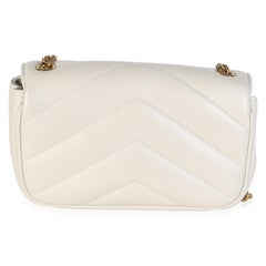 Saint Laurent Crema Chevron Lambskin Monogram Mini Loulou Bag